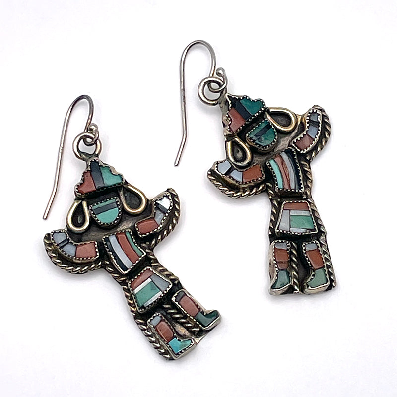 Vintage Zuni Rainbow God Earrings #747