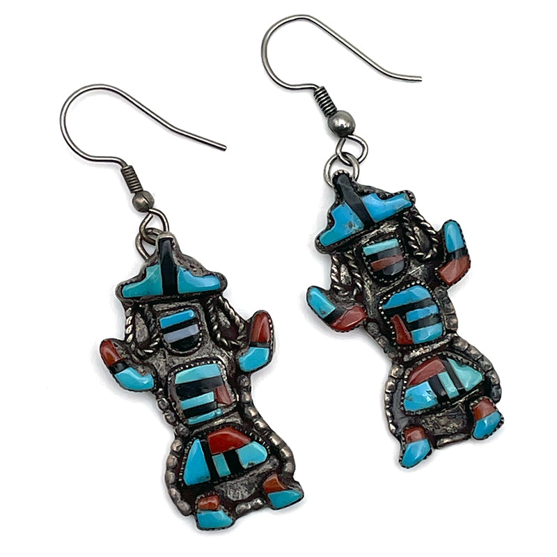 Vintage Zuni Rainbow God Earrings  #748