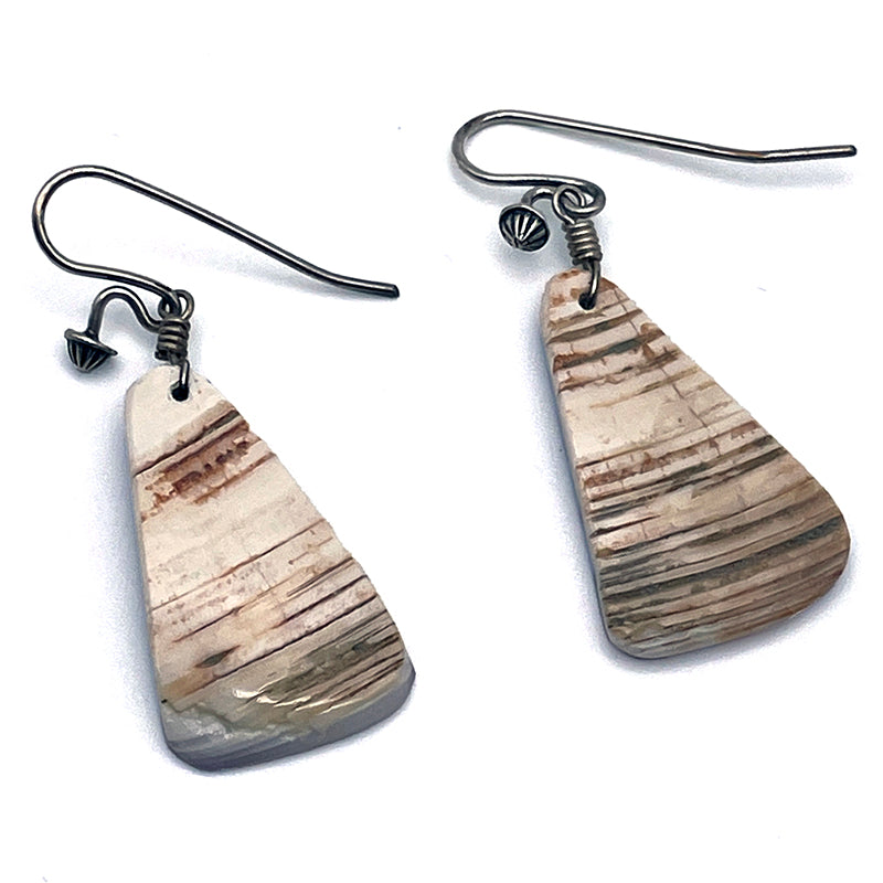 Purple Quahog Shell Triangle Tab Earrings by Louis Padilla #749