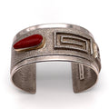 Coral and Sterling Silver/14k Tufa Cast Cuff by Edison Cummings #765