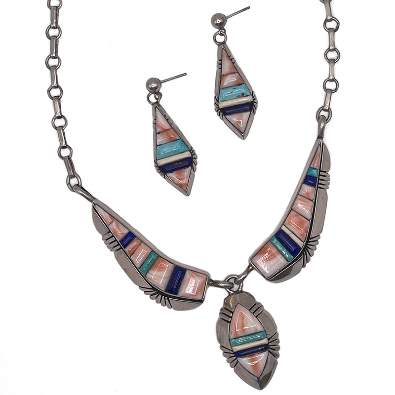 Navajo Necklace and Earring Set by Oscar Alexis #767