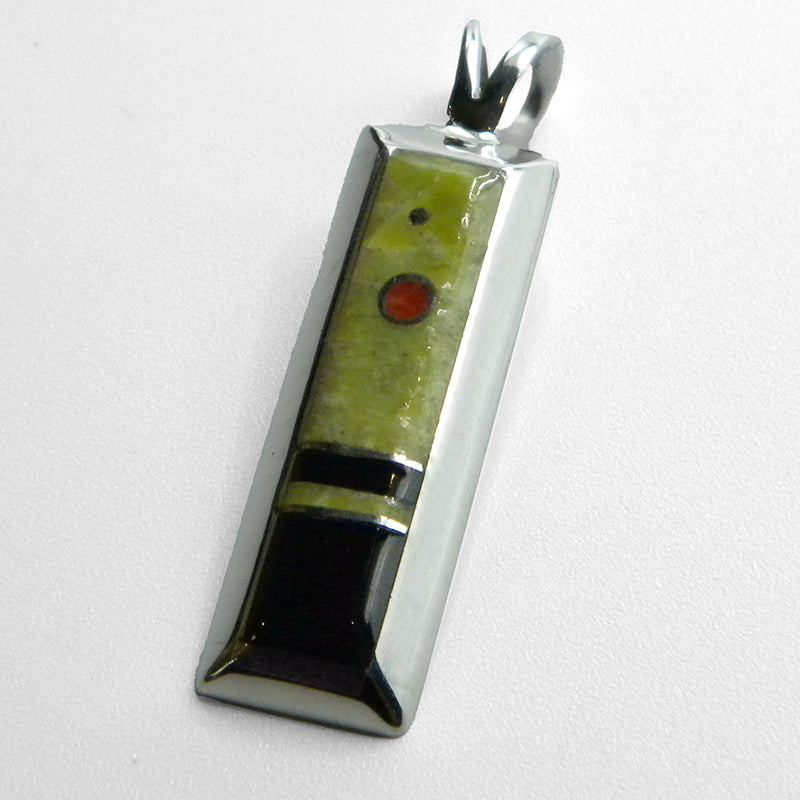 Serpentine and Jet Inlay Pendant by Veronica Benally #869