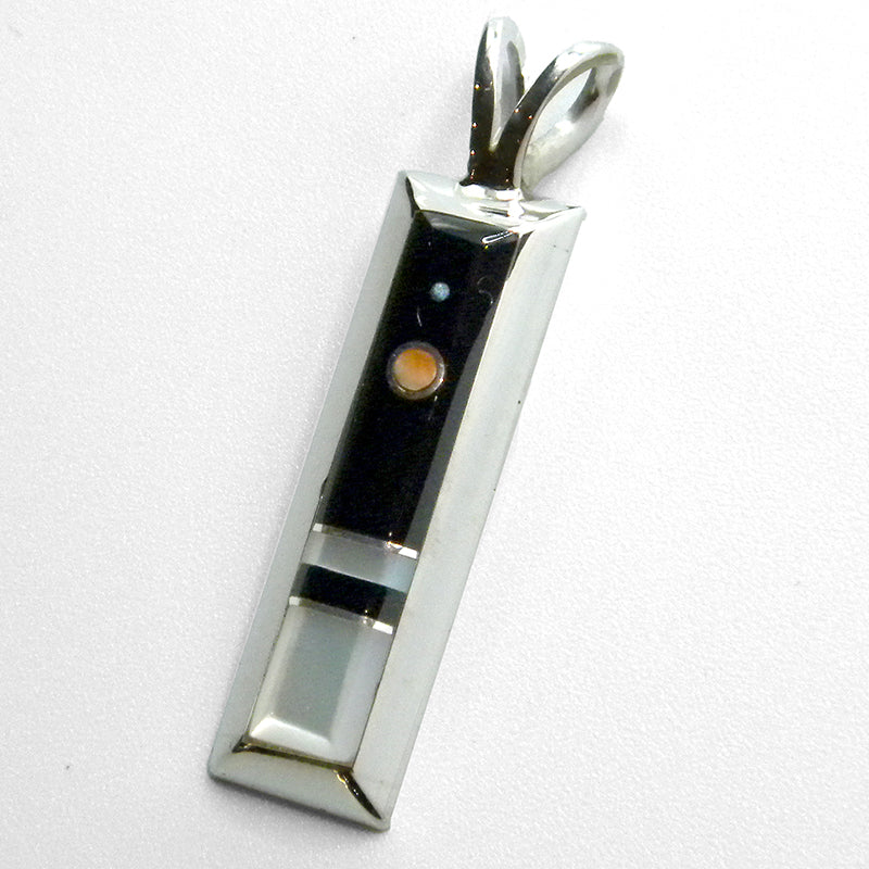 Jet and Mother of Pearl Inlay Pendant by Veronica Benally #872