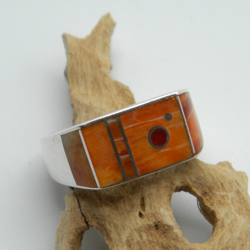 Spiney Oyster Inlay Ring by Veronica Benally #879