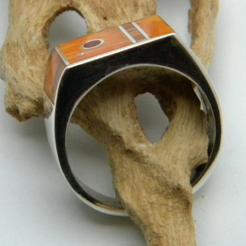 Spiney Oyster Inlay Ring by Veronica Benally #879