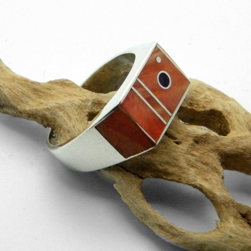Spiney Oyster Inlay Ring by Veronica Benally #884
