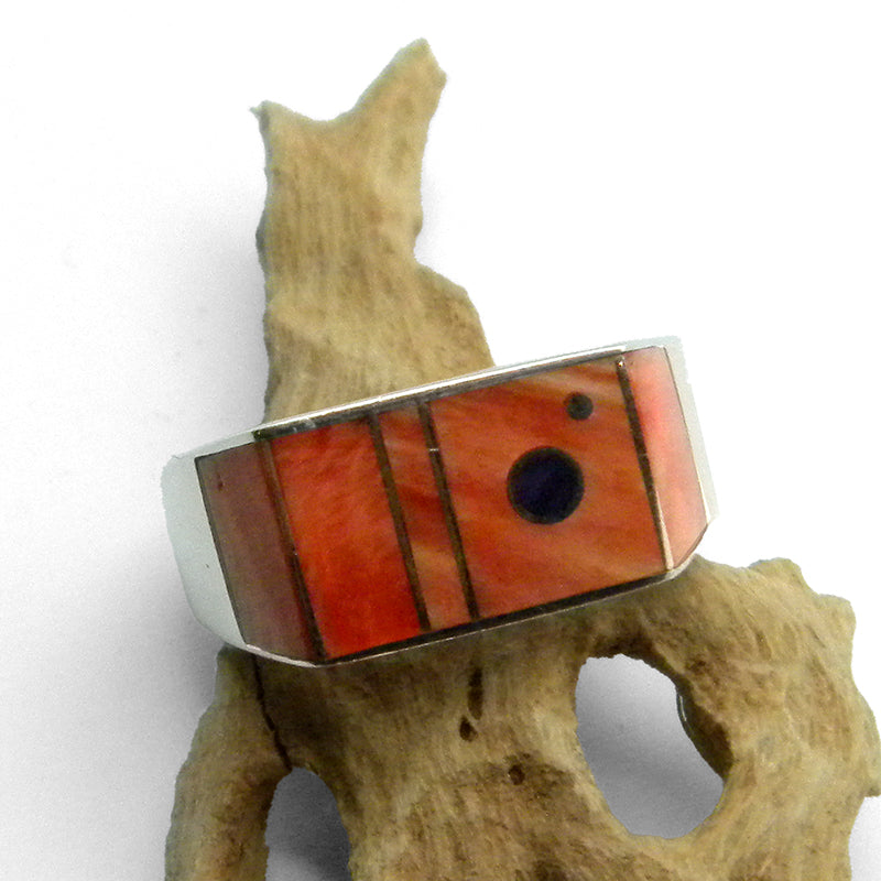 Spiney Oyster Inlay Ring by Veronica Benally #884