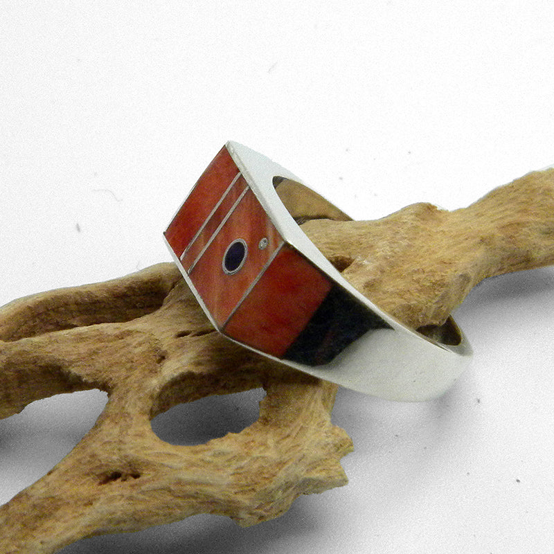 Spiney Oyster Inlay Ring by Veronica Benally #884