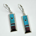 Turquoise and Spiney Oyster Inlay Earrings by Veronica Benally #891