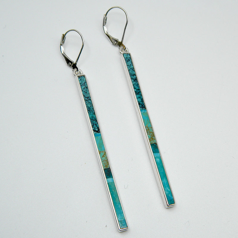 Long Turquoise Inlay Earrings by Veronica Benally #898