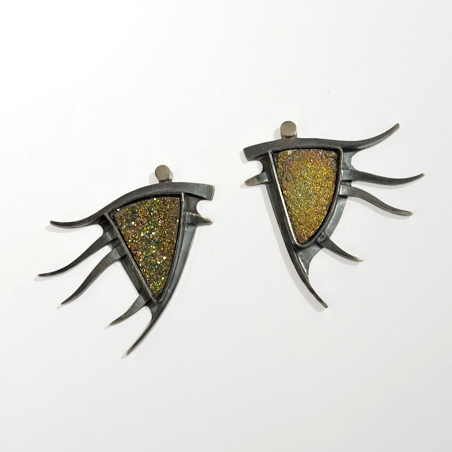 Sterling Silver and Druzy (Drusy) Quartz Earrings by Lee Phillips #975-996