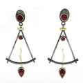 Sterling Silver, 14k and Garnet Earrings by Lee Phillips #1018-982