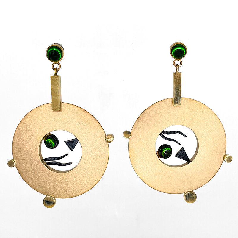 14k and Green Tourmaline Earrings by Lee Phillips #116-985