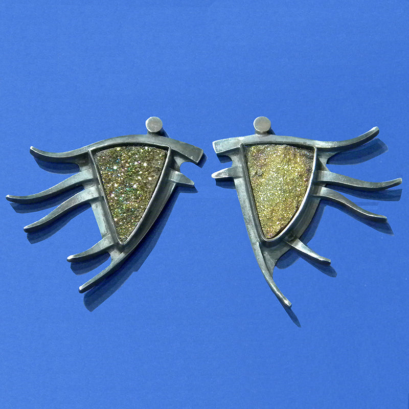 Sterling Silver and Druzy (Drusy) Quartz Earrings by Lee Phillips #975-996