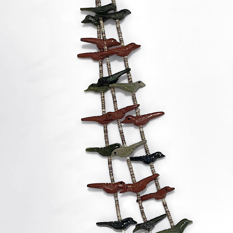 3-Strand Pipestone and Serpentine Fetish Necklace by Lena Boone #1177