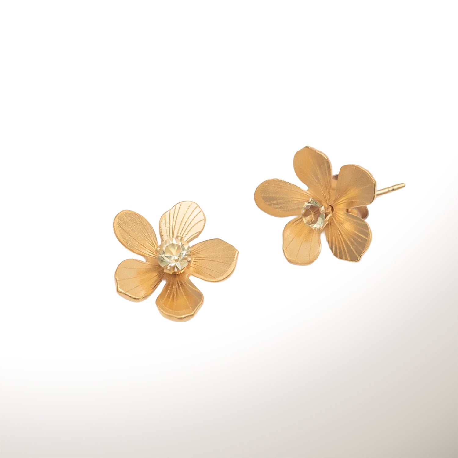 Petite Plumeria Post Earrings - Gold/Champagne